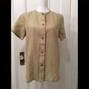 Harve Bernard womens linen blouse tunic. Tan Med